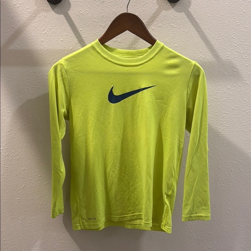 Nike Yellow Long Sleeve Tee Performance Top